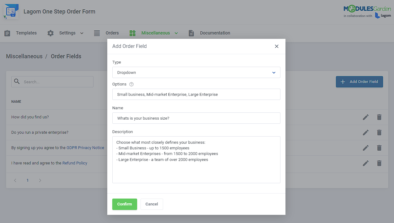 Lagom One Step Order Form For WHMCS: Module Screenshot 22