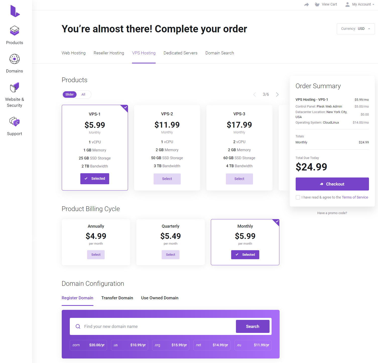 Lagom One Step Order Form For WHMCS: Module Screenshot 4