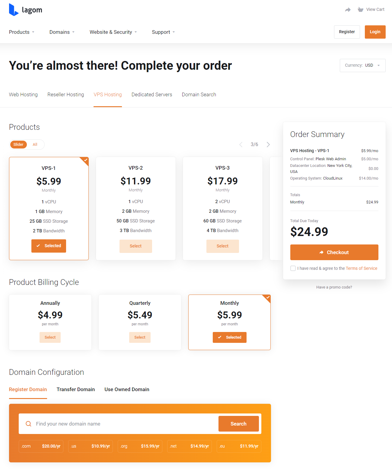 Lagom One Step Order Form For WHMCS: Module Screenshot 5