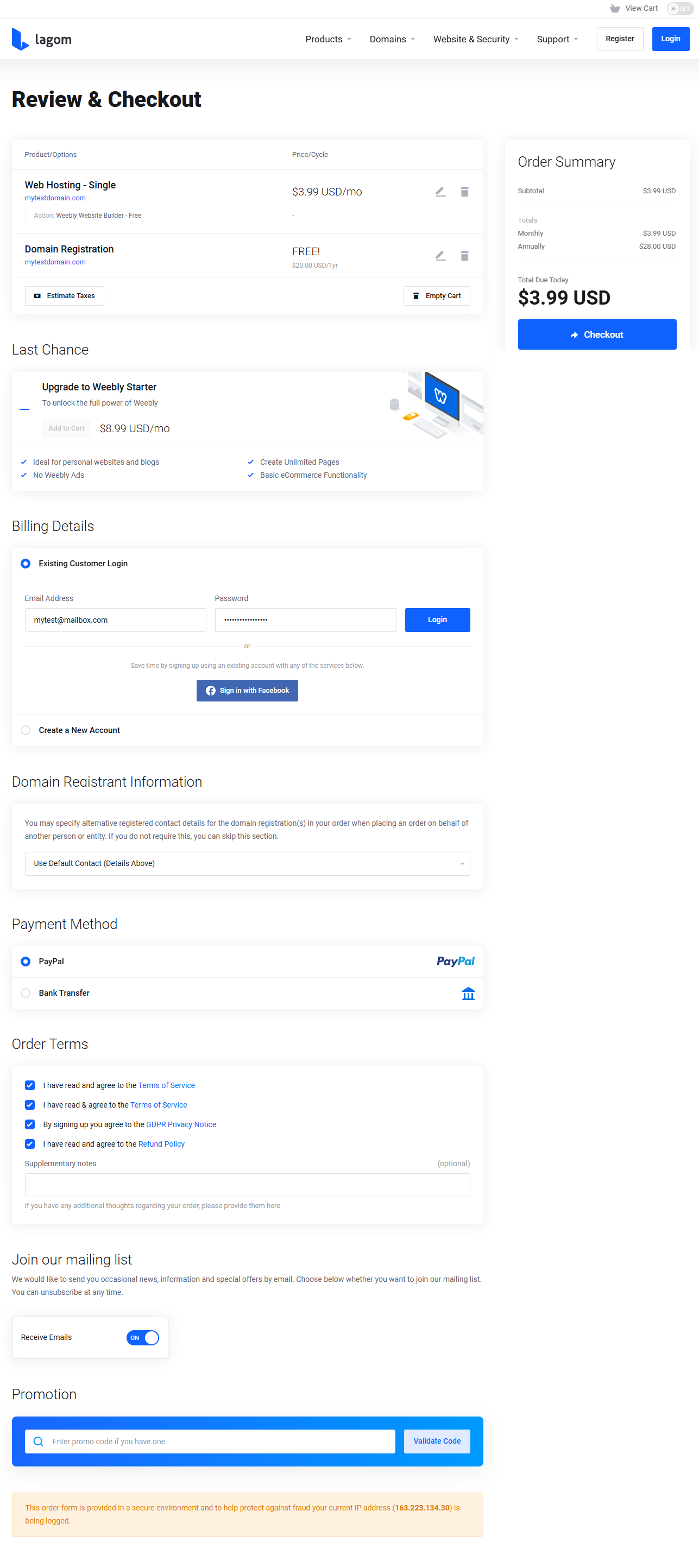 Lagom One Step Order Form For WHMCS: Module Screenshot 8