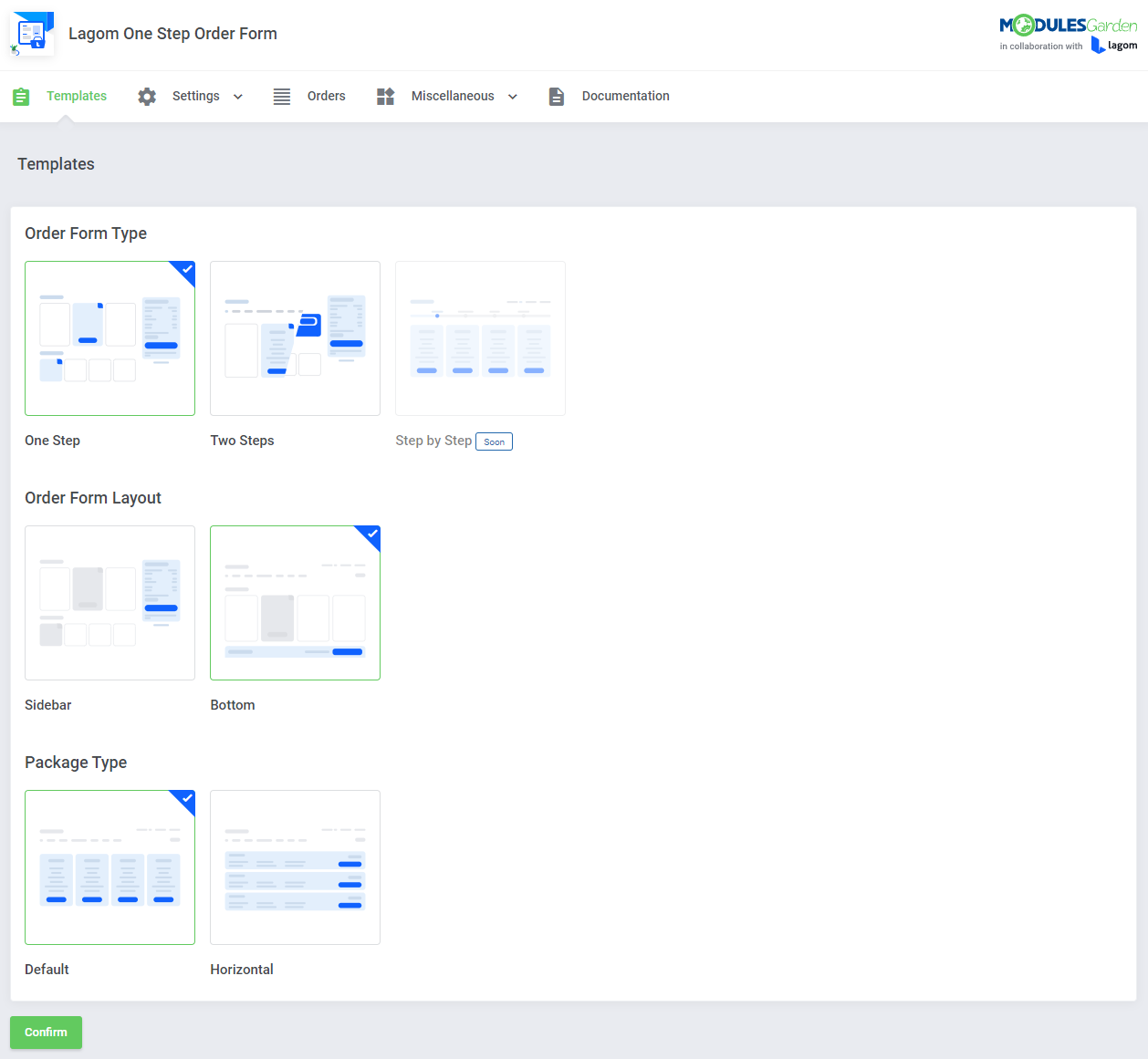 Lagom One Step Order Form For WHMCS: Module Screenshot 9