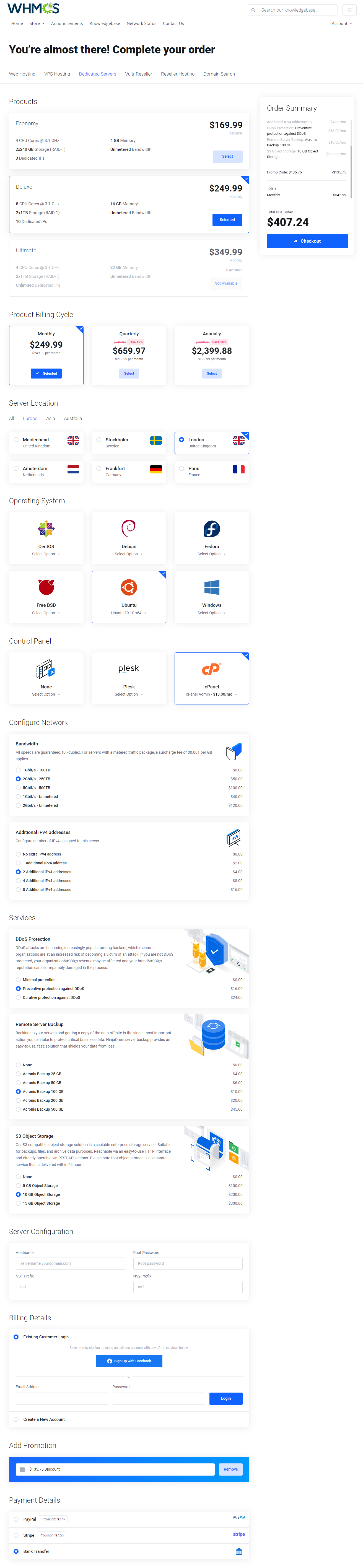 Lagom One Step Order Form For WHMCS: Module Screenshot 3