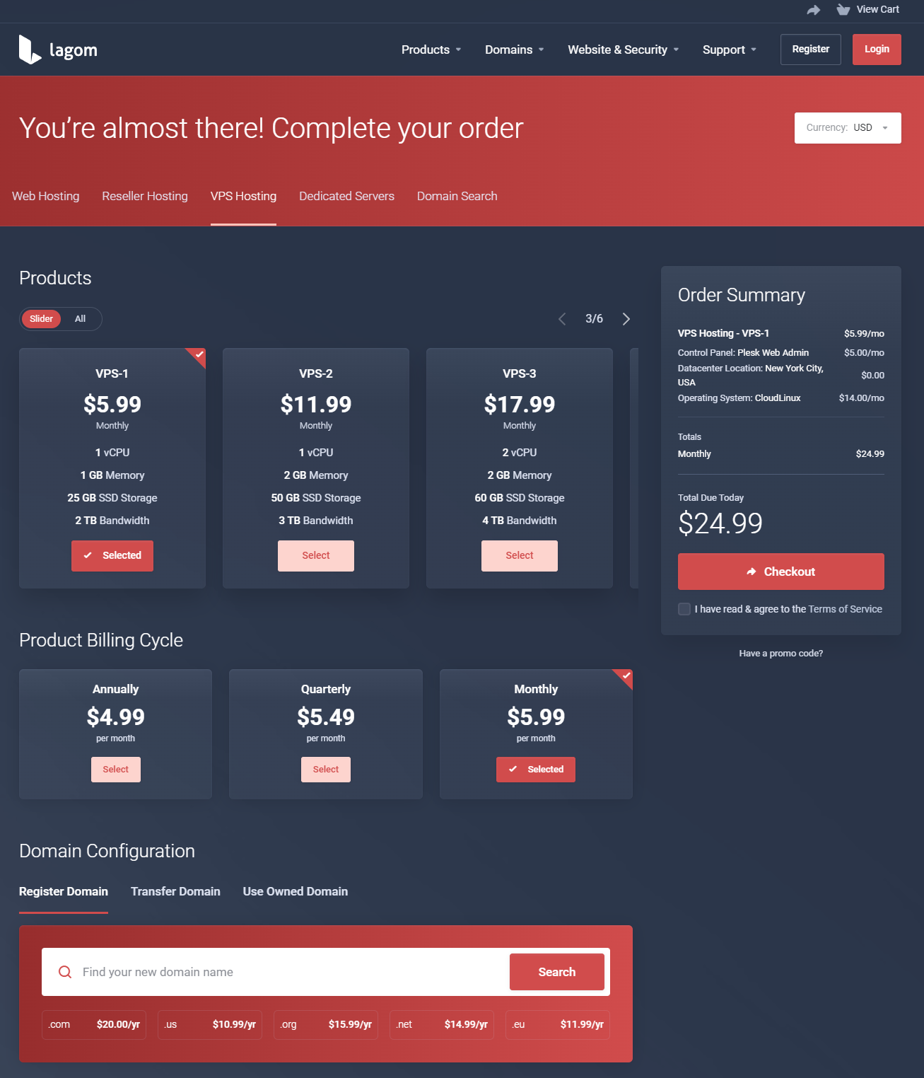 Lagom One Step Order Form For WHMCS: Module Screenshot 7