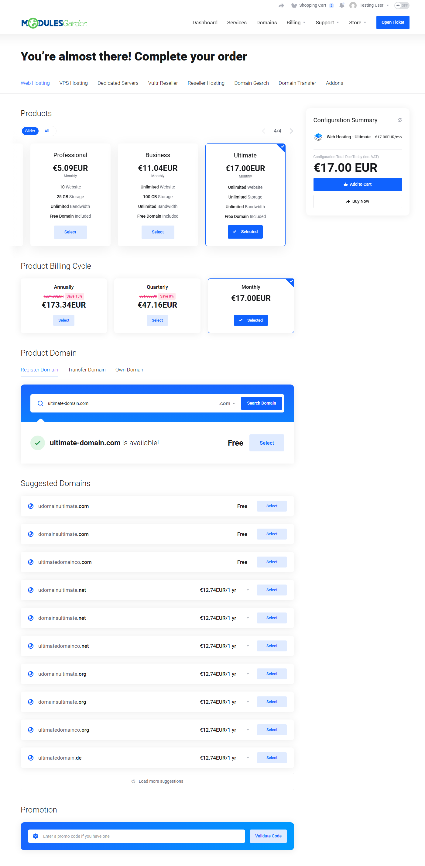 Lagom Smart Order Form For WHMCS: Module Screenshot 2