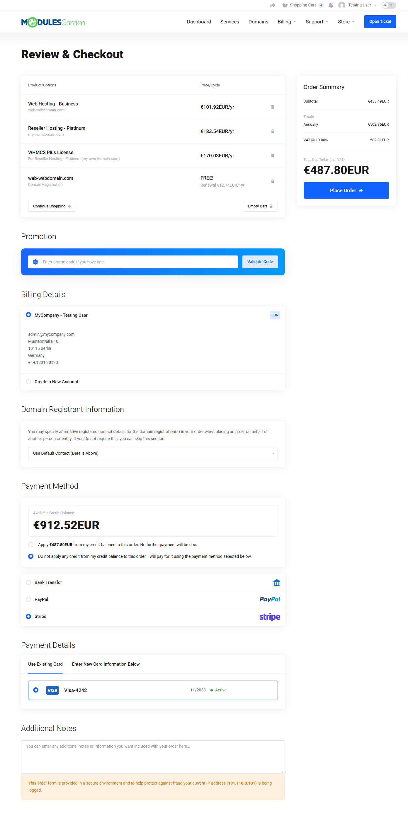 Lagom Smart Order Form For WHMCS: Module Screenshot 4