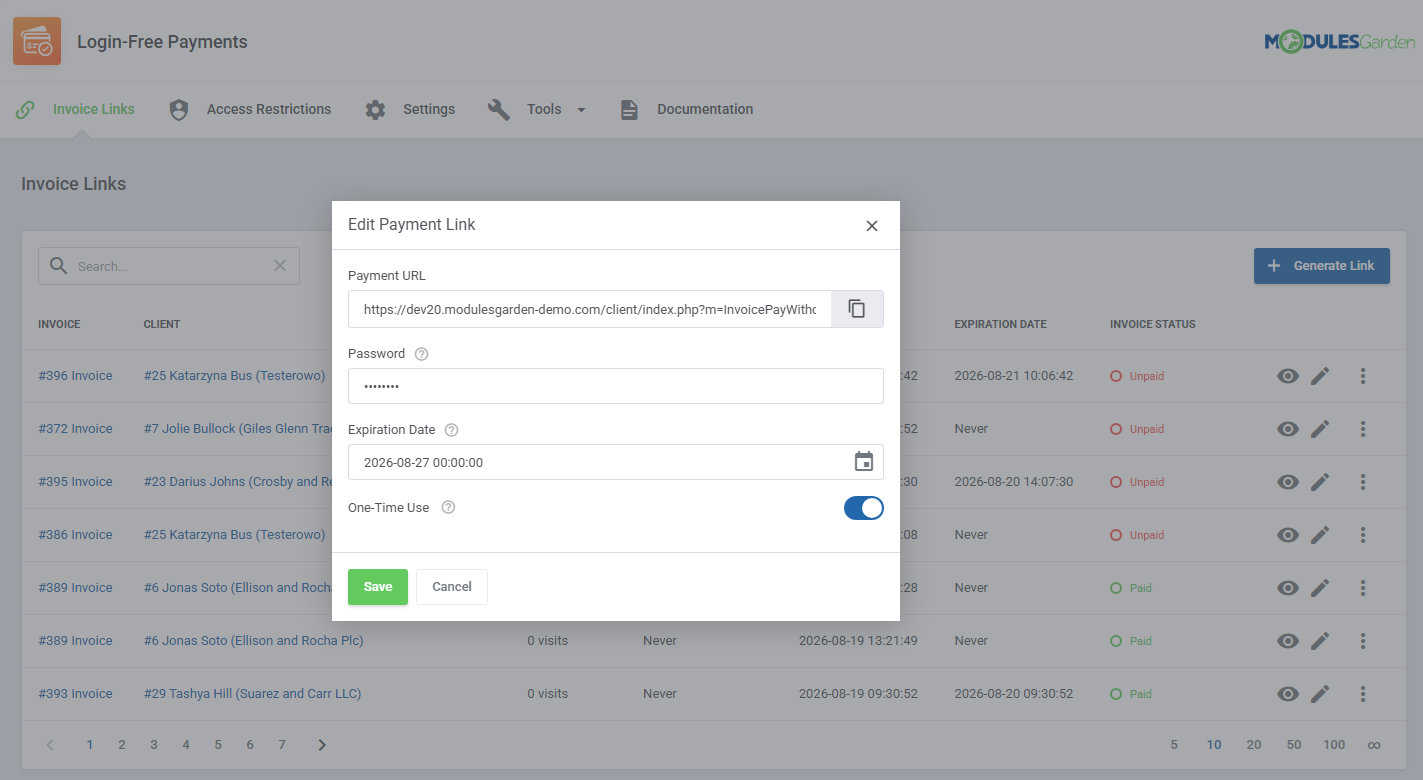 Login-Free Payments For WHMCS: Module Screenshot 10