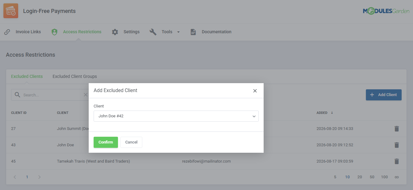 Login-Free Payments For WHMCS: Module Screenshot 12