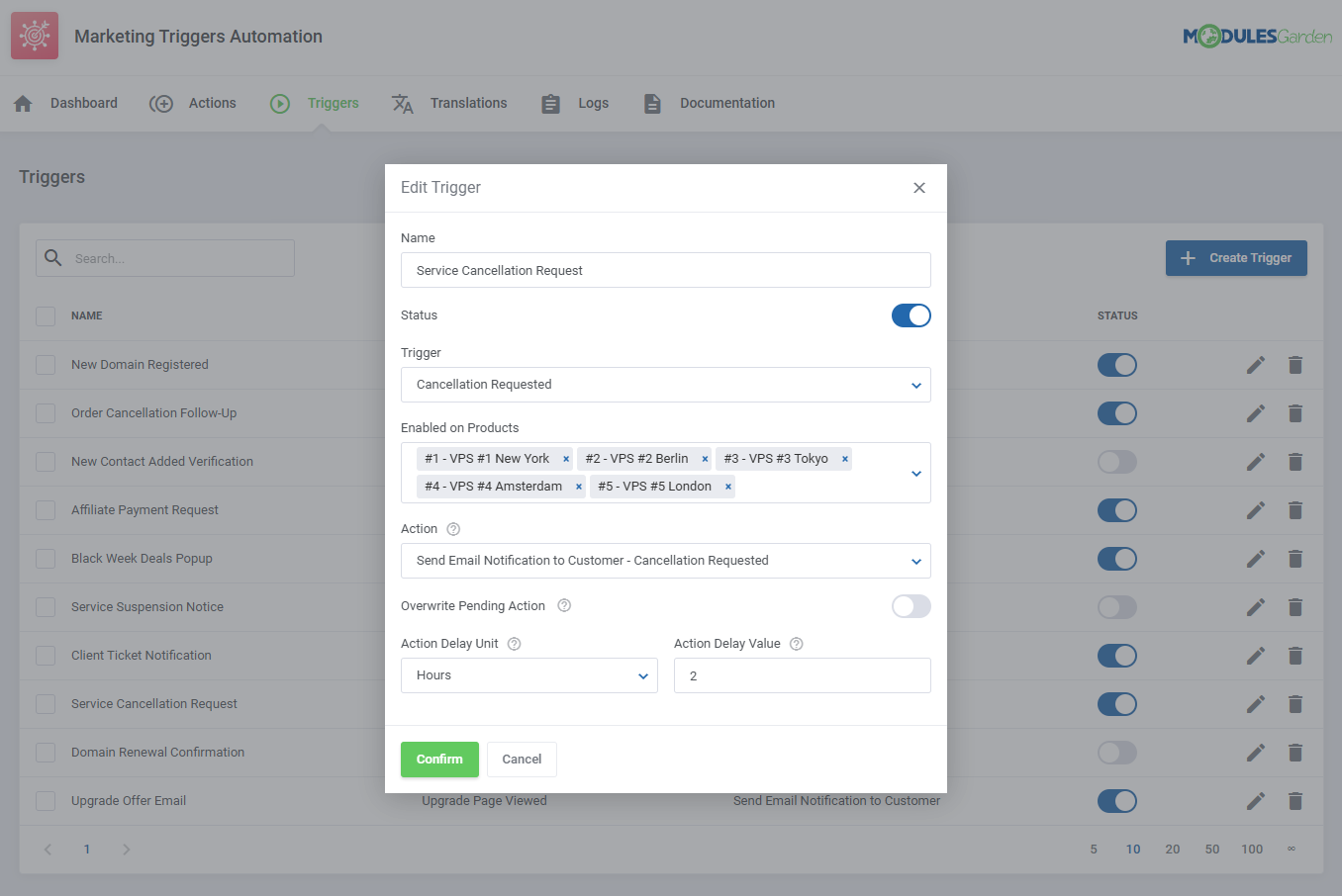 Marketing Triggers Automation For WHMCS: Module Screenshot 12