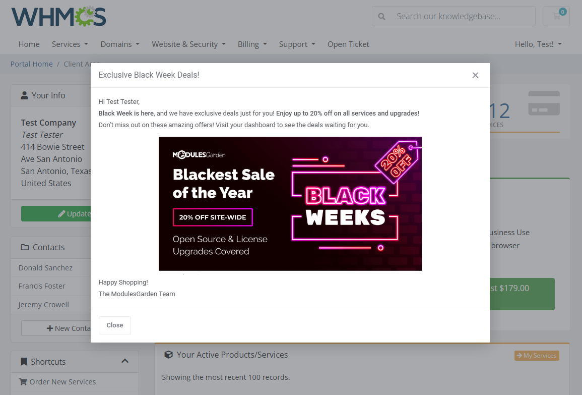 Marketing Triggers Automation For WHMCS: Module Screenshot 18