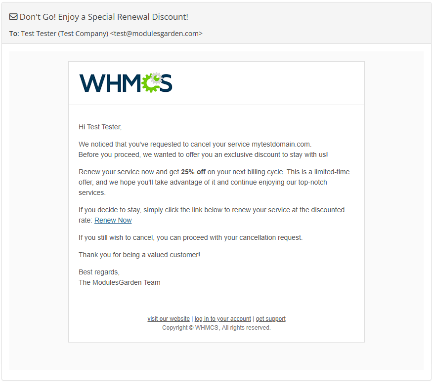 Marketing Triggers Automation For WHMCS: Module Screenshot 22