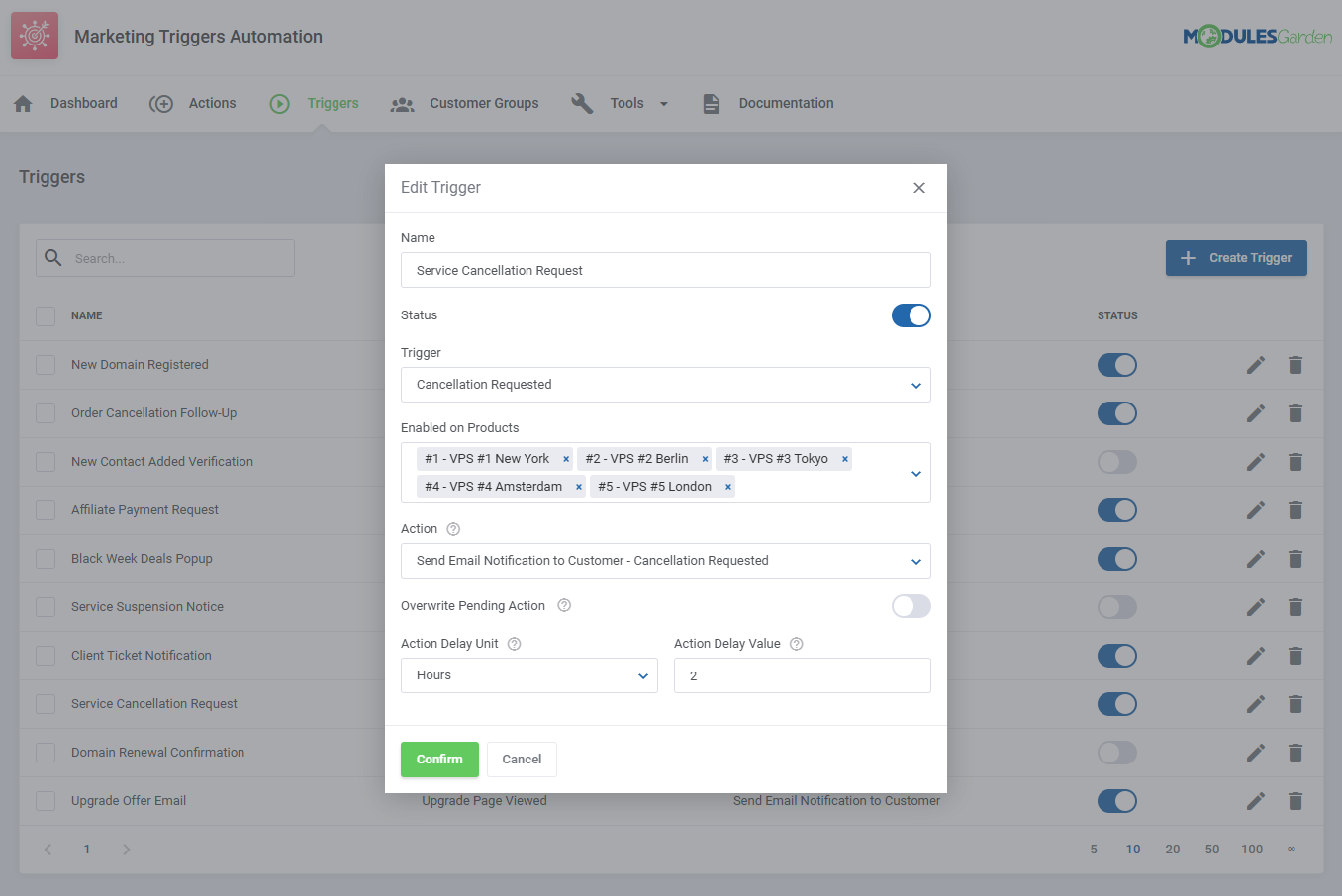 Marketing Triggers Automation For WHMCS: Module Screenshot 12