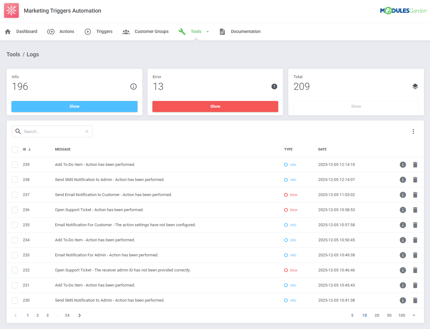 Marketing Triggers Automation For WHMCS: Module Screenshot 20