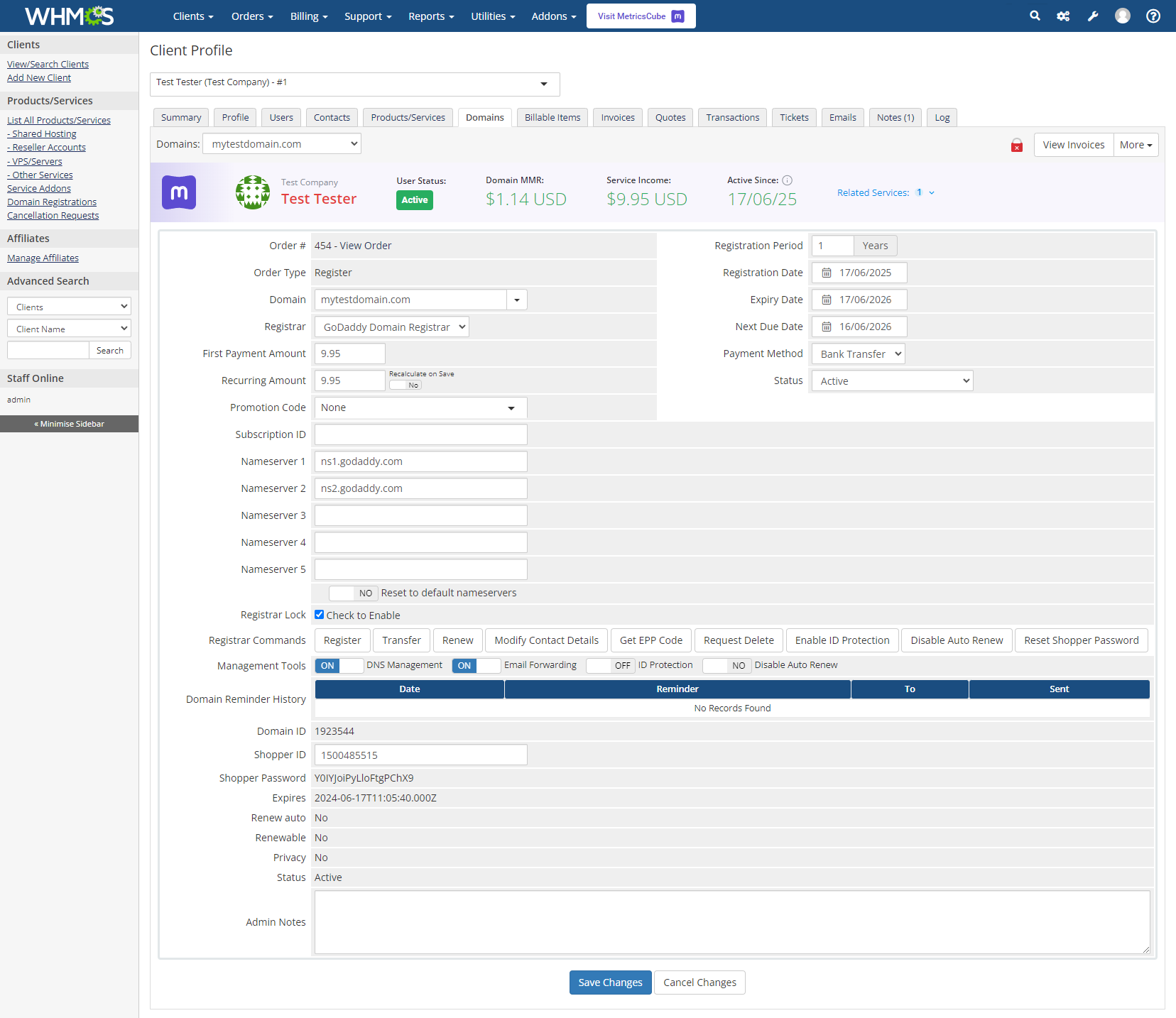 MetricsCube Business Analytics For WHMCS: Module Screenshot 16