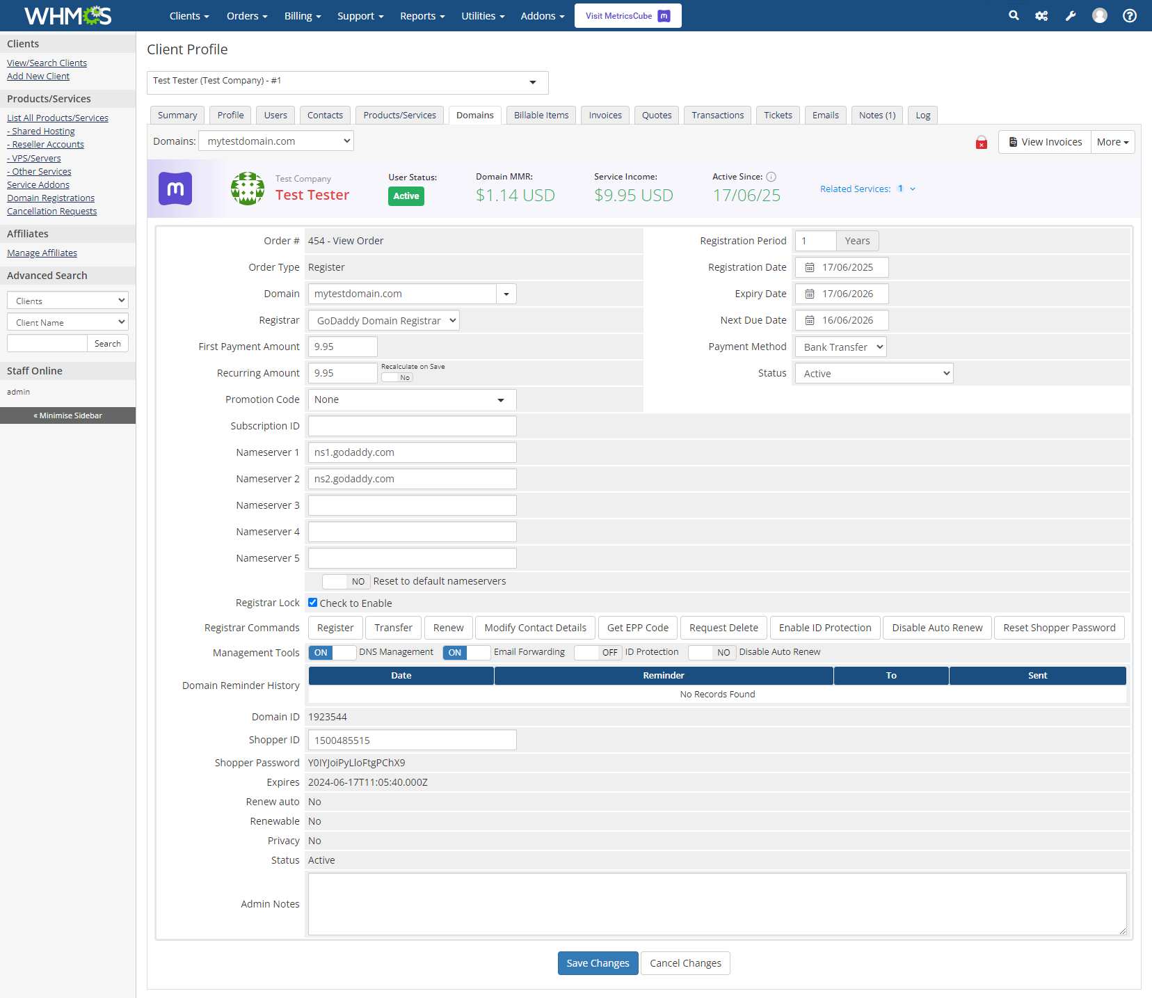 MetricsCube Business Analytics For WHMCS: Module Screenshot 17