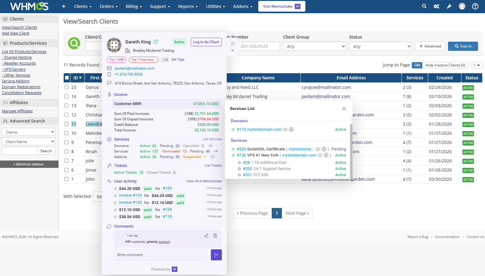 MetricsCube Business Analytics For WHMCS: Module Screenshot 13