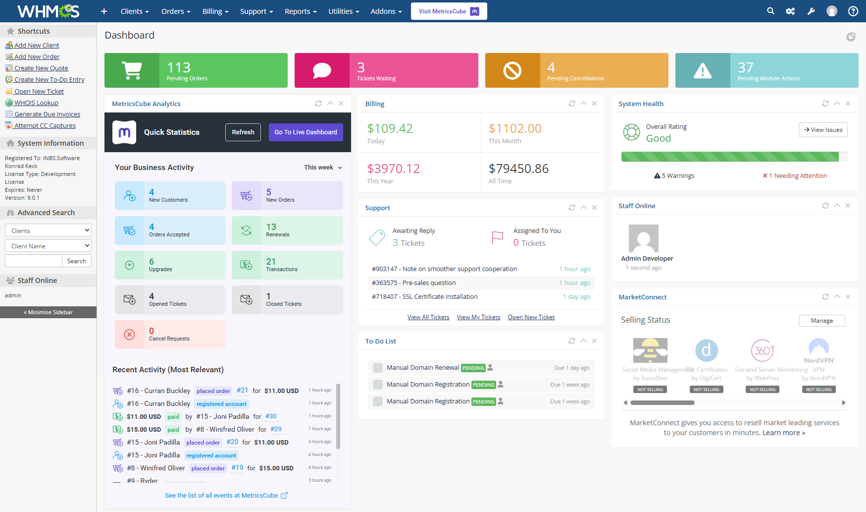 MetricsCube Business Analytics For WHMCS: Module Screenshot 18