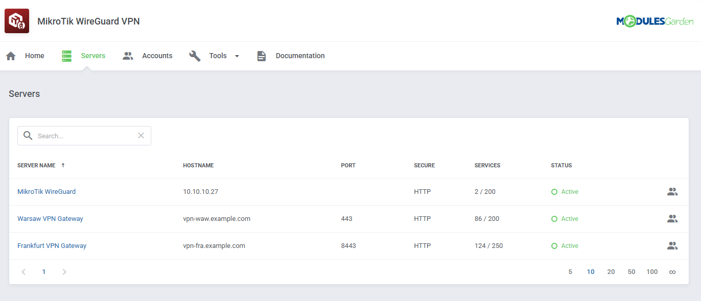 Mikrotik WireGuard VPN For WHMCS: Module Screenshot 6