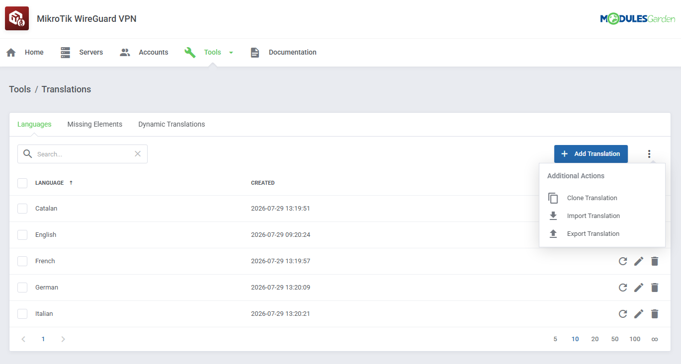 Mikrotik WireGuard VPN For WHMCS: Module Screenshot 9