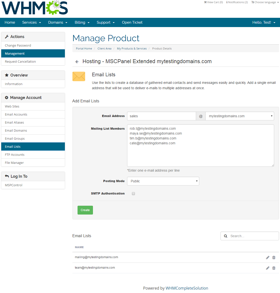 MSPControl Extended For WHMCS: Screen 6
