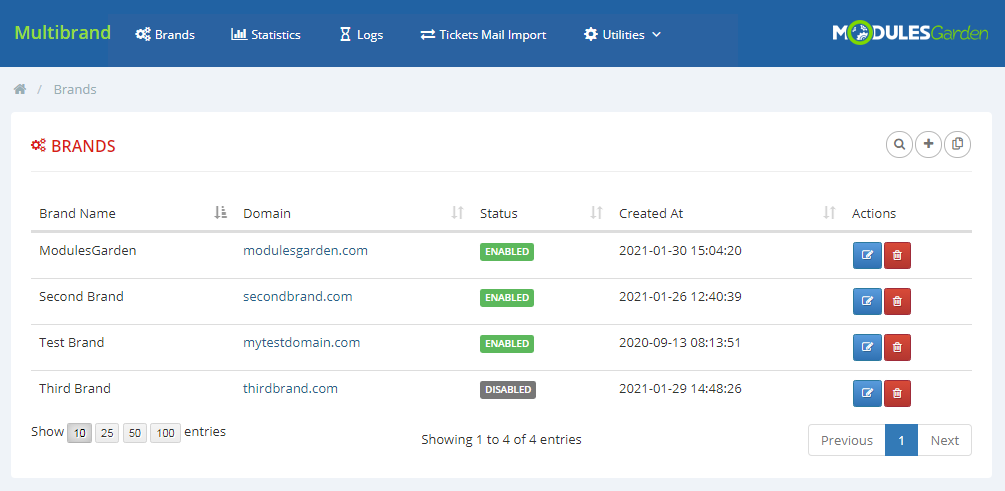Multibrand For WHMCS: Module Screenshot 1