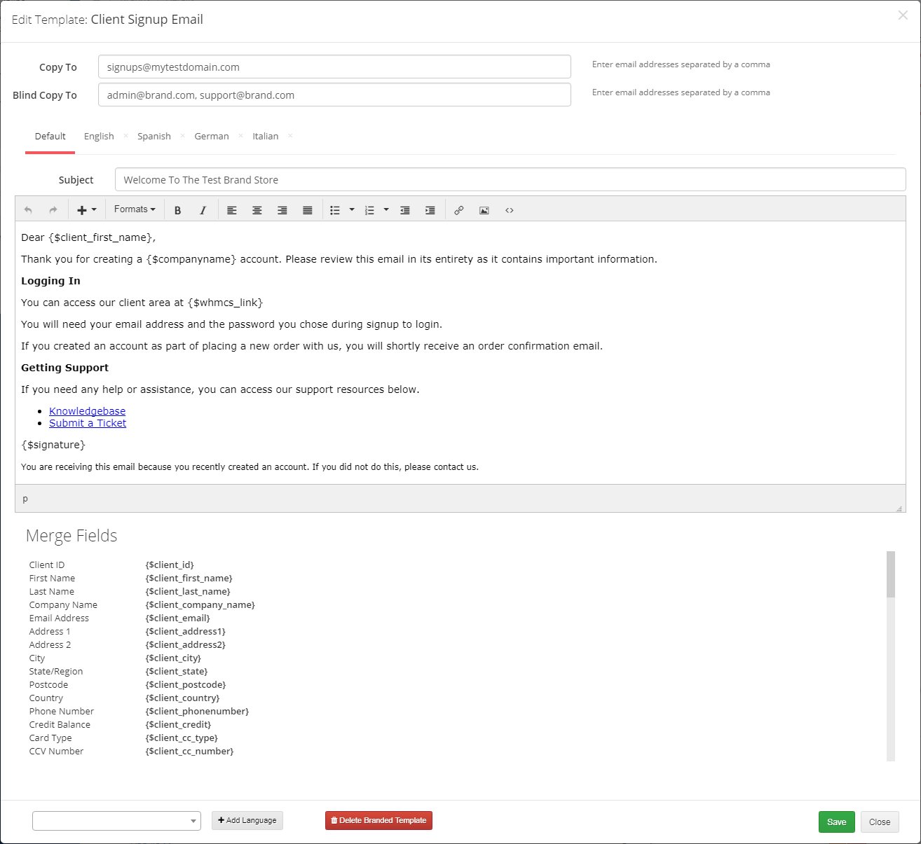 Multibrand For WHMCS: Module Screenshot 7