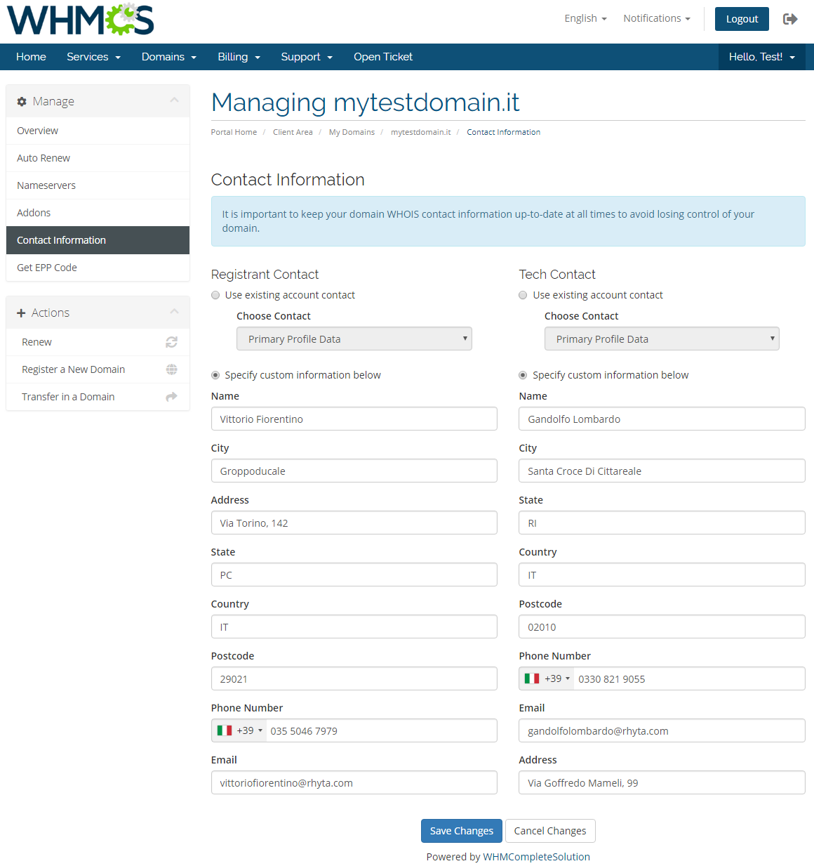 NIC IT Registrar For WHMCS: Module Screenshot 8