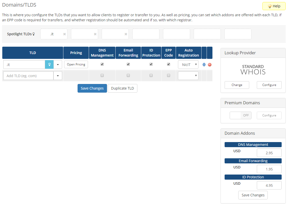 NIC IT Registrar For WHMCS: Module Screenshot 2