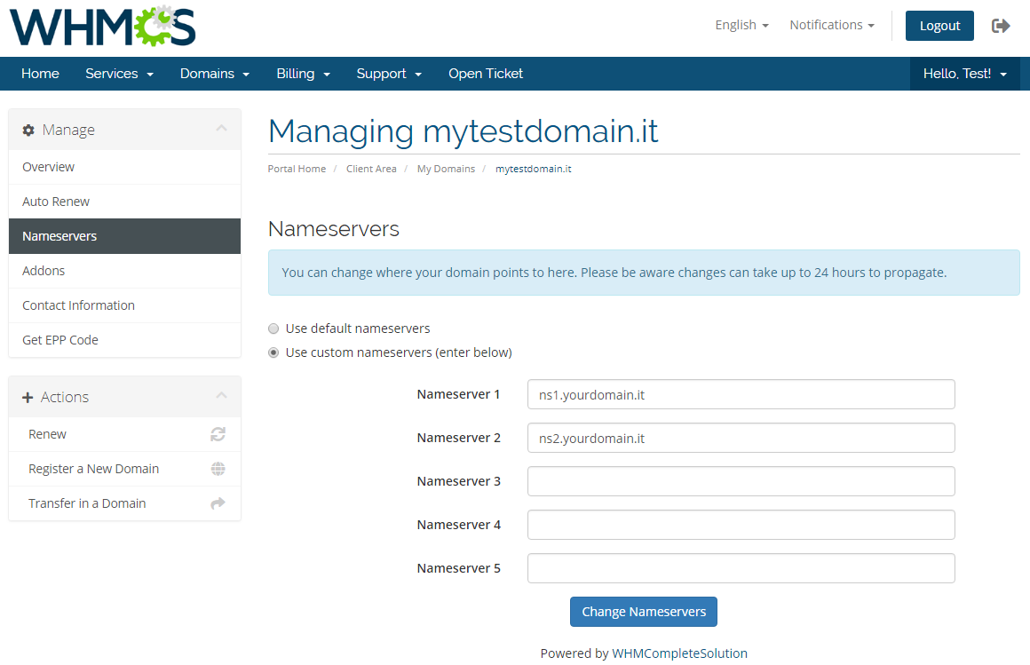 NIC IT Registrar For WHMCS: Module Screenshot 6