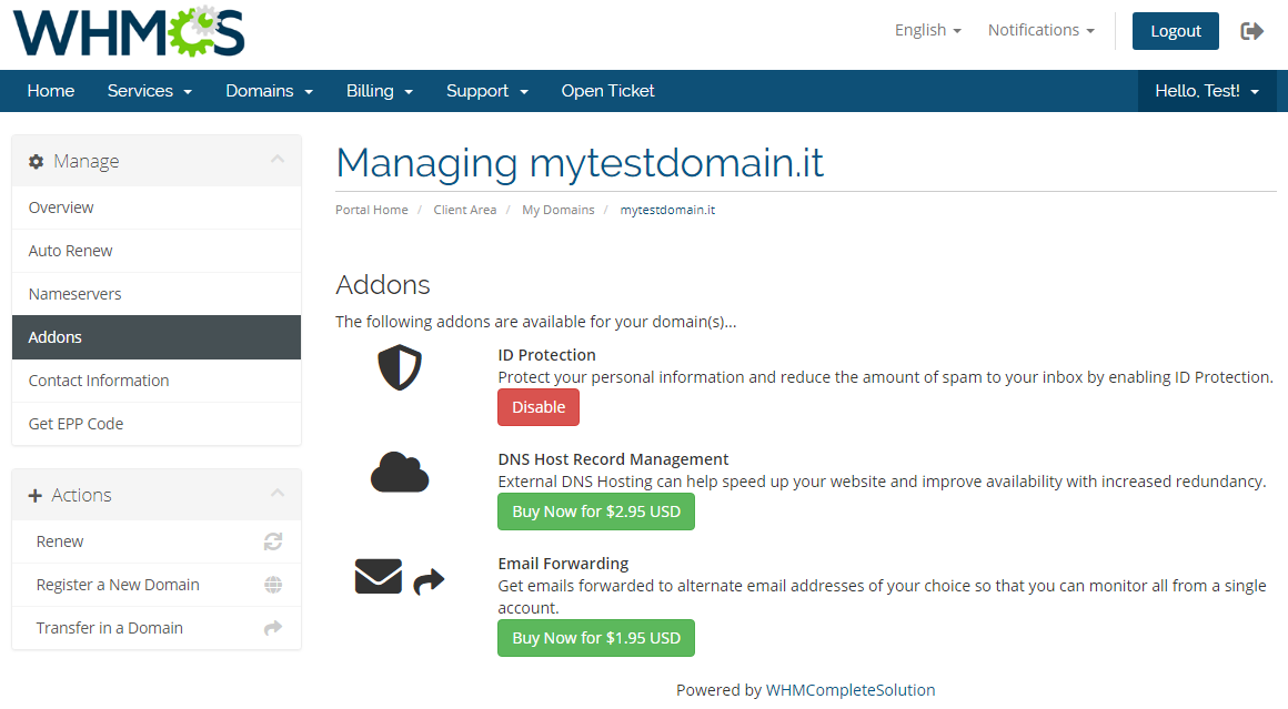 NIC IT Registrar For WHMCS: Module Screenshot 7