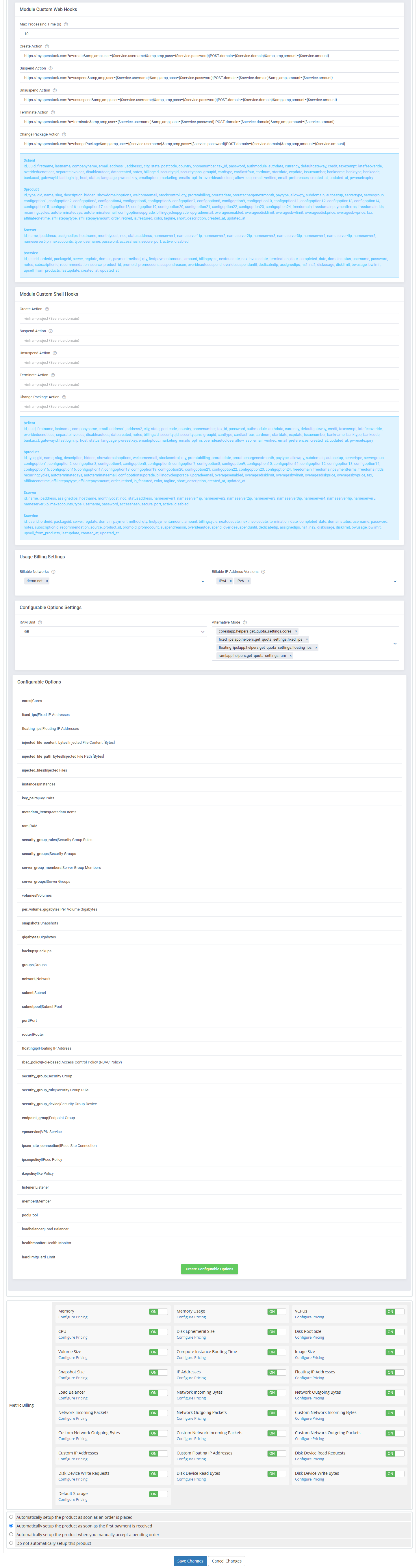 OpenStack Projects For WHMCS: Module Screenshot 14