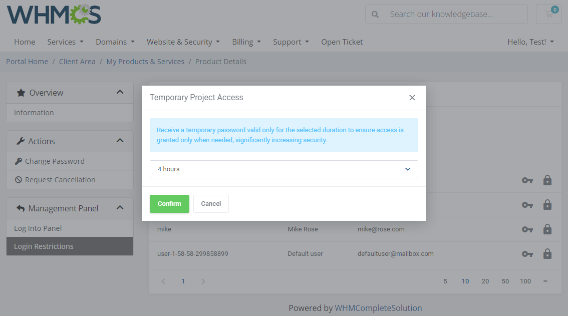 OpenStack Projects For WHMCS: Module Screenshot 3