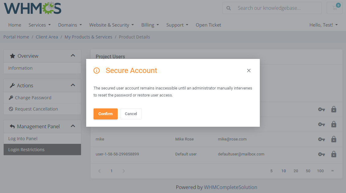 OpenStack Projects For WHMCS: Module Screenshot 4