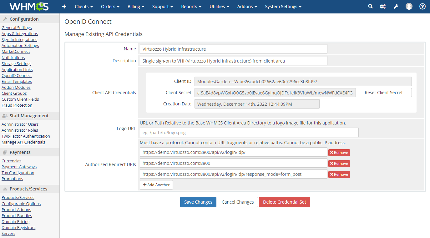 OpenStack Projects For WHMCS: Module Screenshot 7