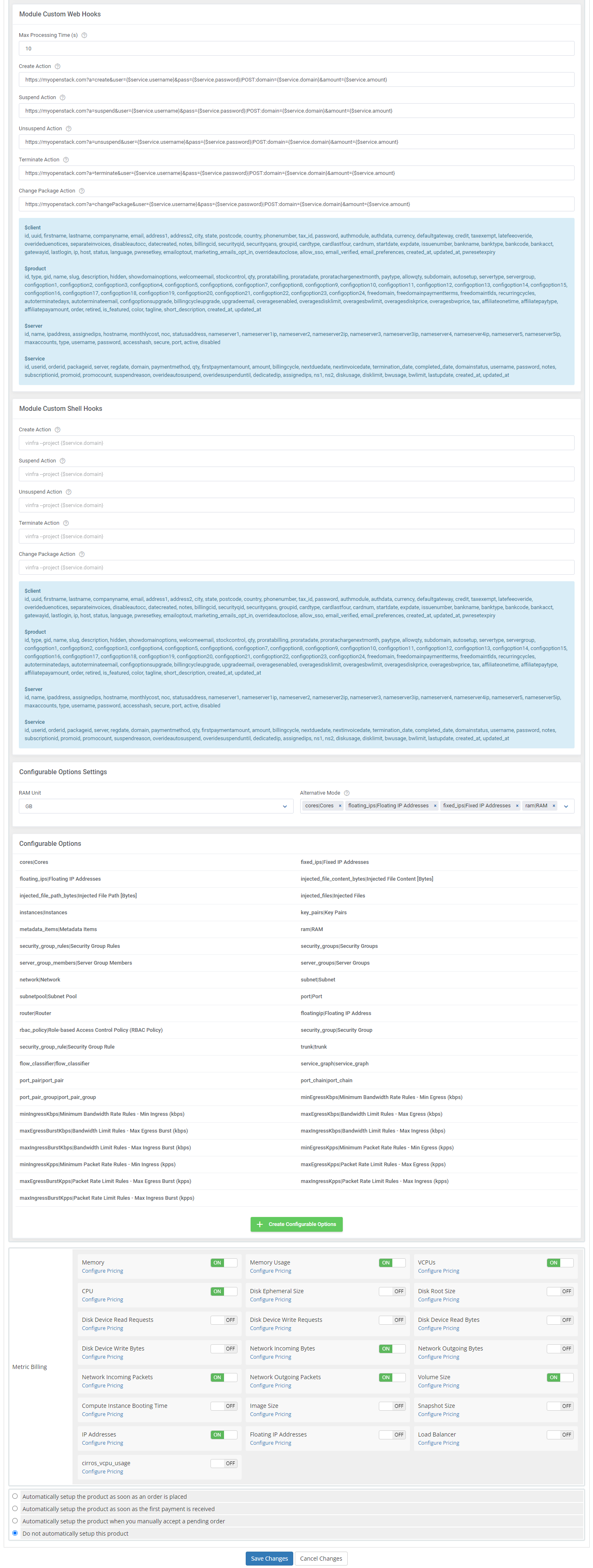 OpenStack Projects For WHMCS: Module Screenshot 7