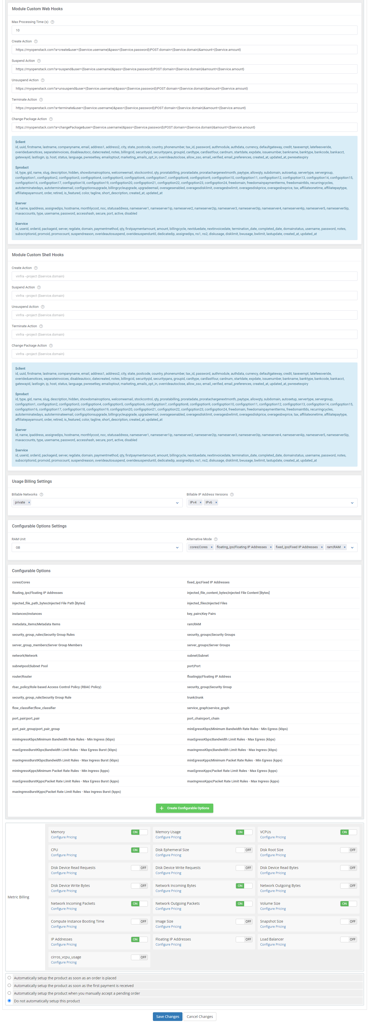 OpenStack Projects For WHMCS: Module Screenshot 7