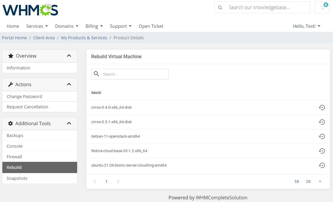 OpenStack VPS & Cloud For WHMCS: Module Screenshot 6