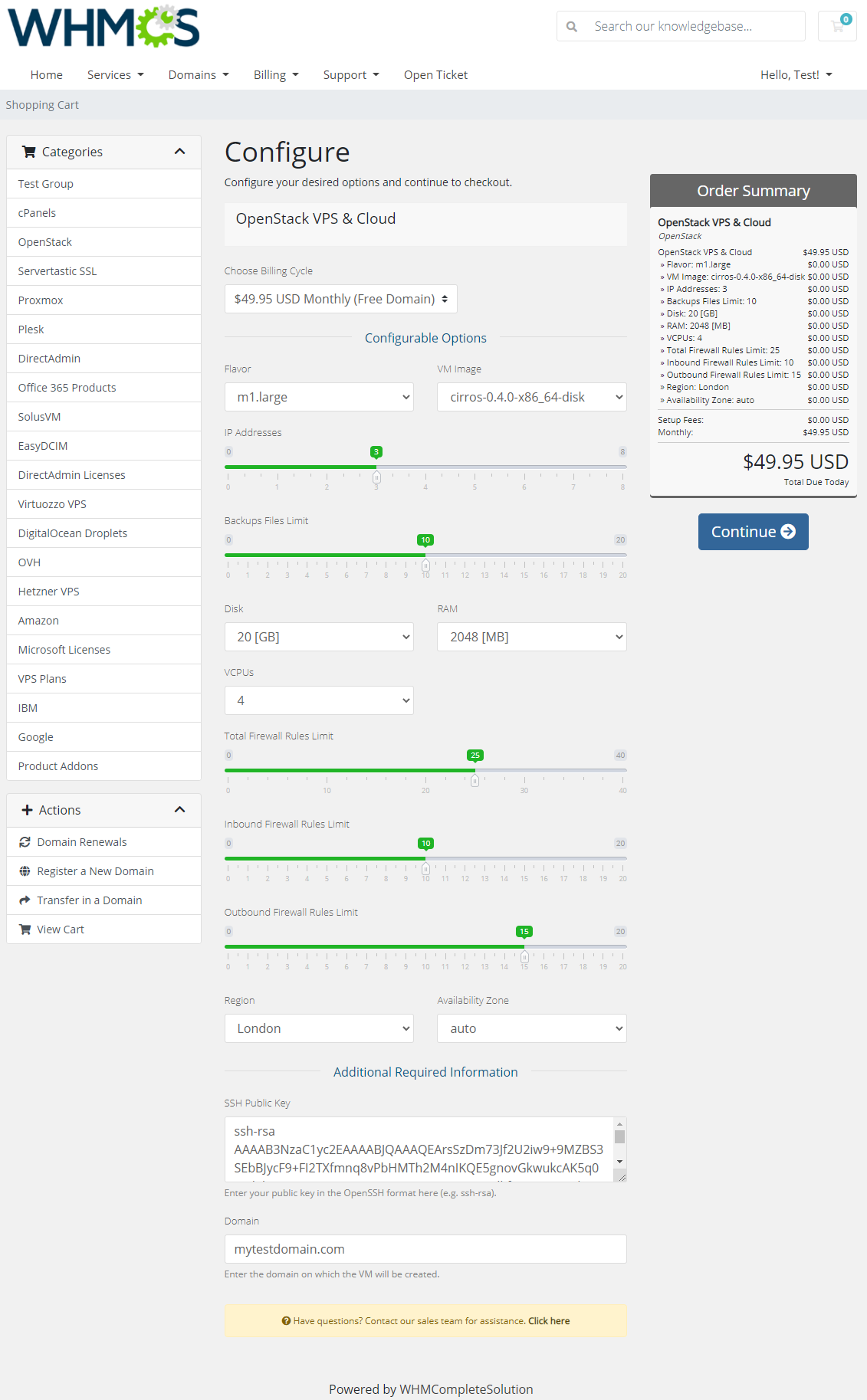 OpenStack VPS & Cloud For WHMCS: Module Screenshot 9