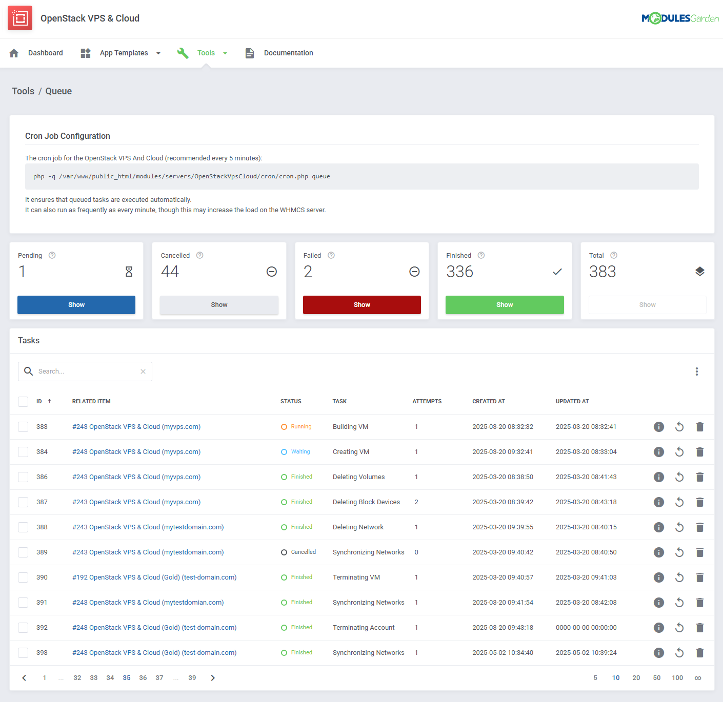 OpenStack VPS & Cloud For WHMCS: Module Screenshot 18