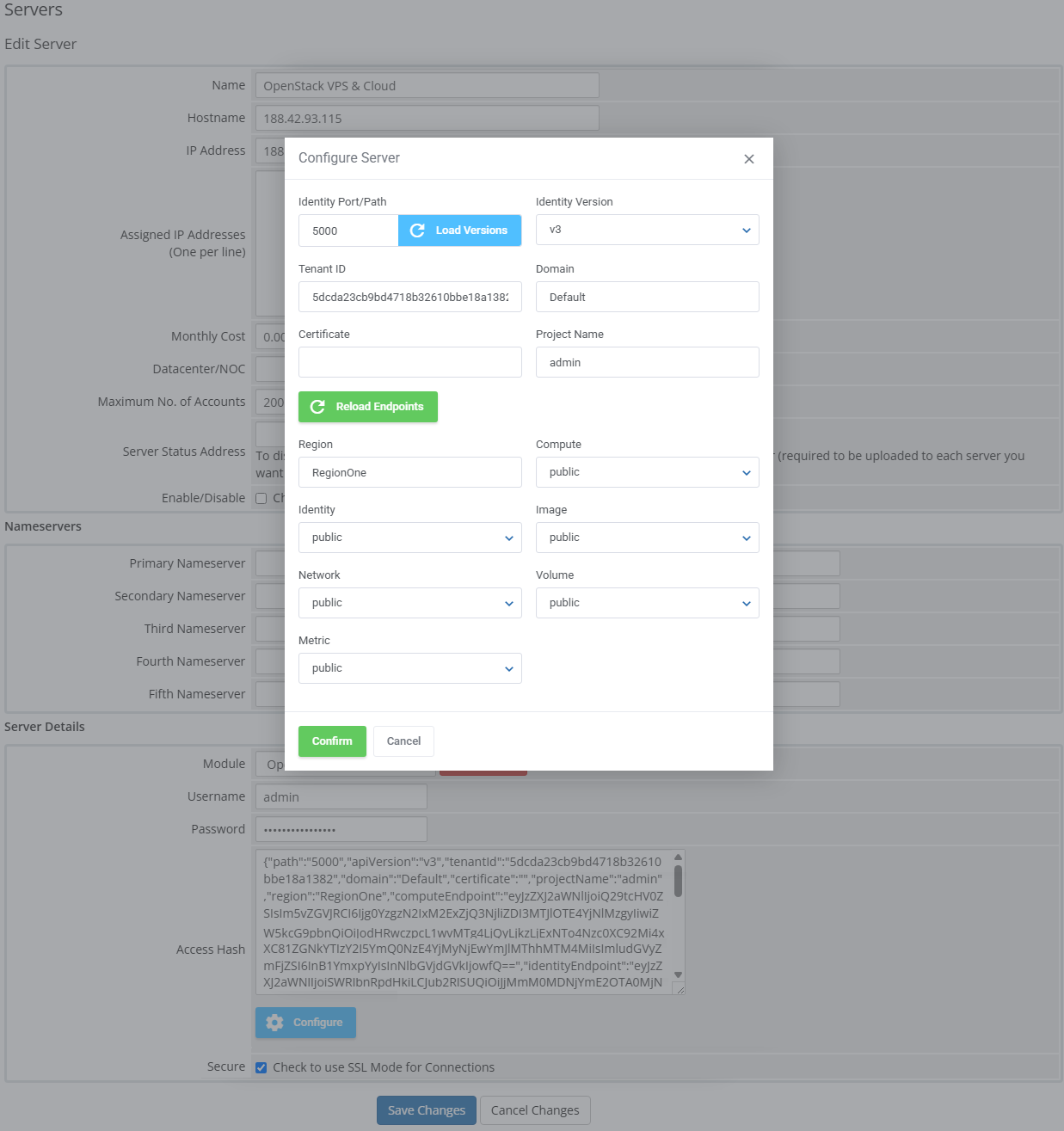 OpenStack VPS & Cloud For WHMCS: Module Screenshot 25
