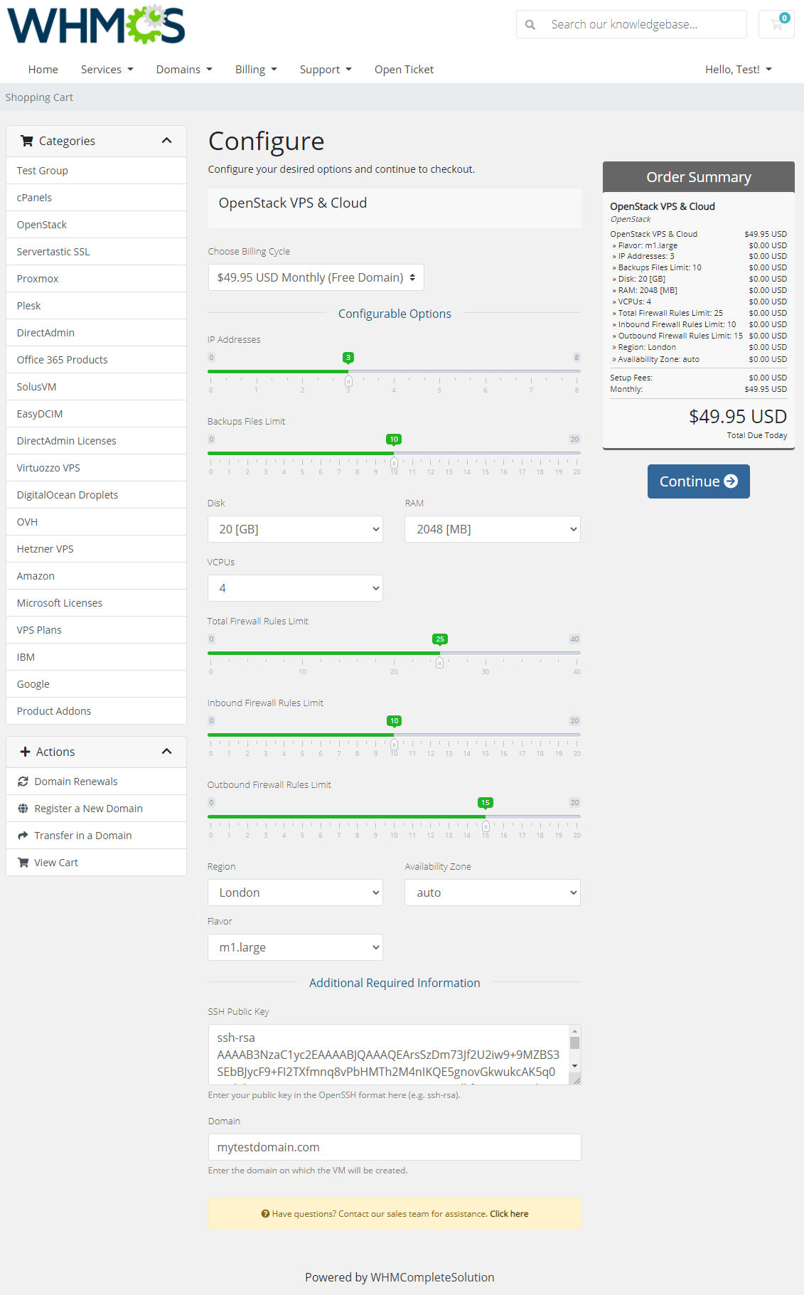 OpenStack VPS & Cloud For WHMCS: Module Screenshot 9