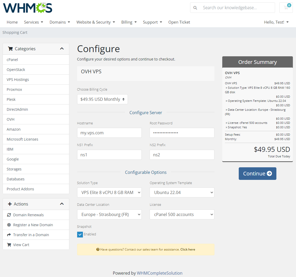 OVHcloud VPS & Dedicated Servers For WHMCS: Module Screenshot 11