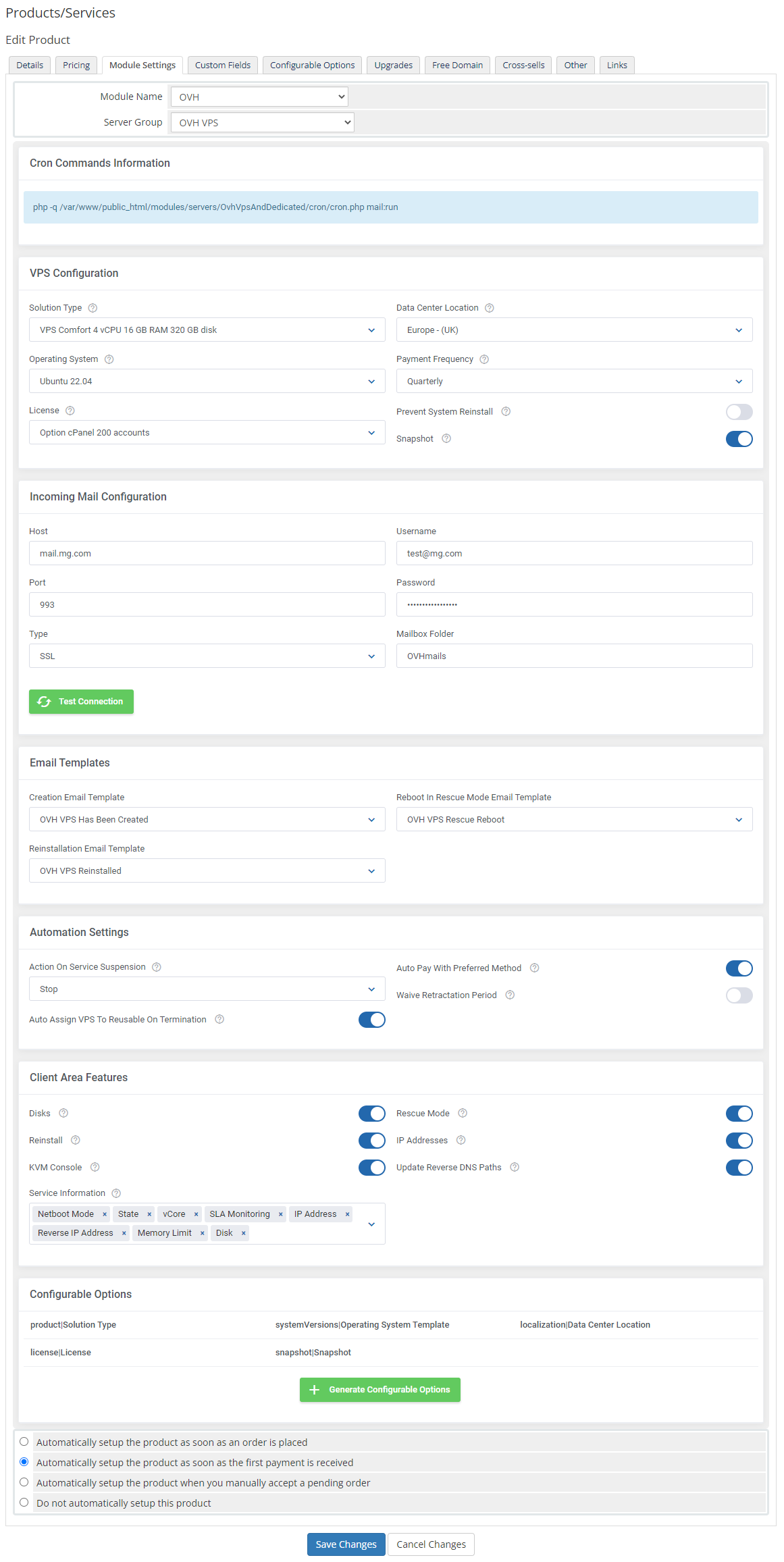 OVHcloud VPS & Dedicated Servers For WHMCS: Module Screenshot 18