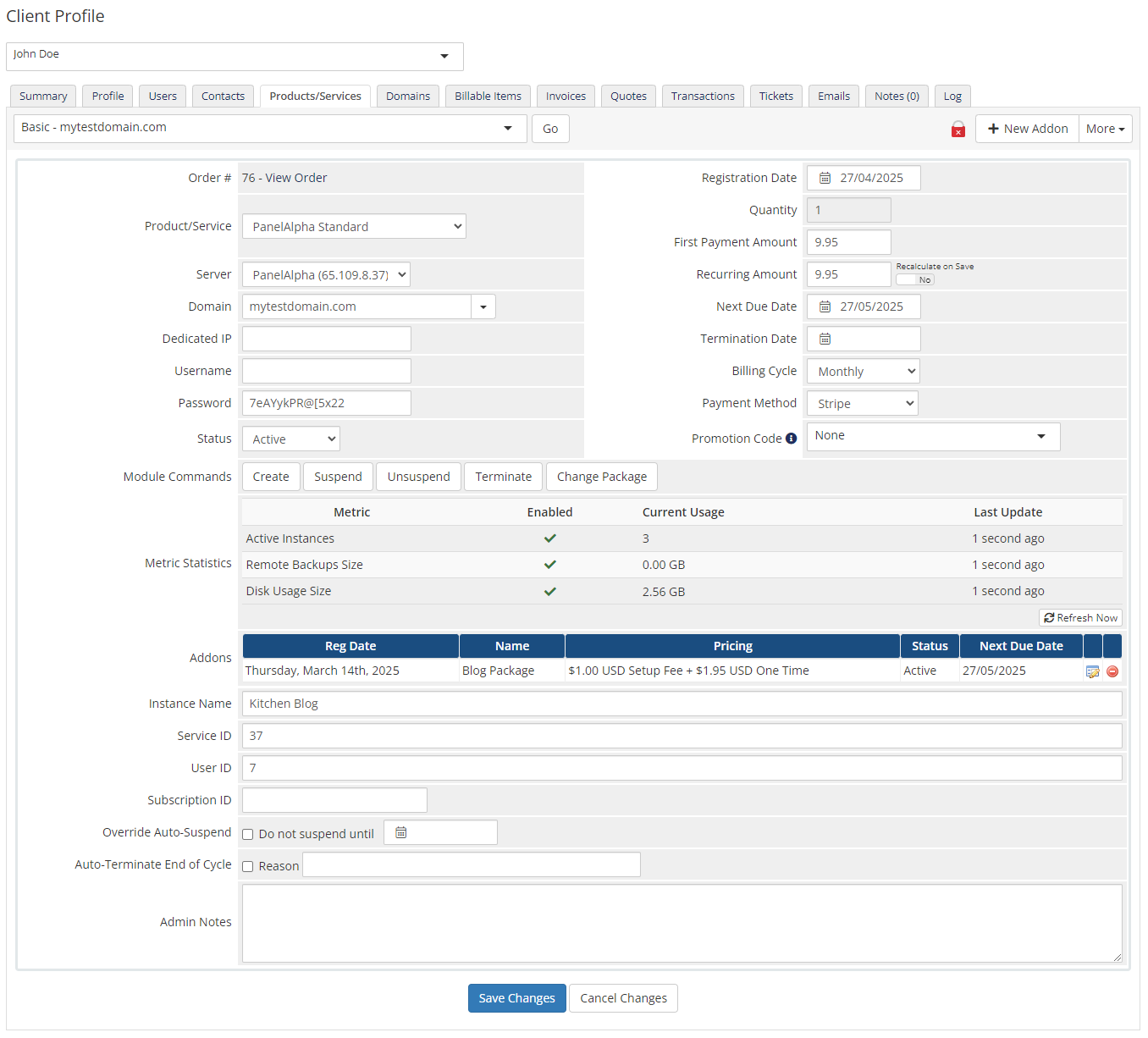 PanelAlpha WordPress Hosting For WHMCS: Module Screenshot 3