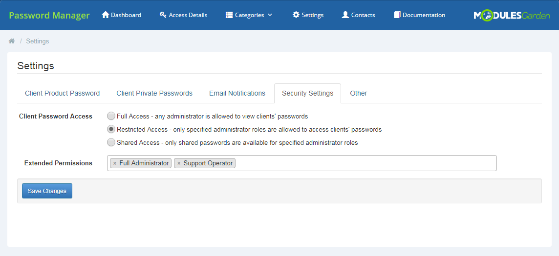 Password Manager For WHMCS: Screen 22