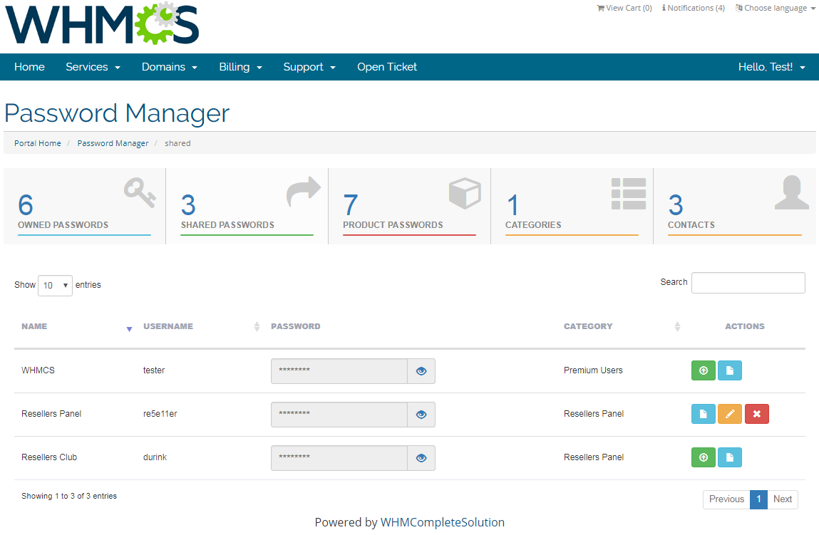 Password Manager For WHMCS: Screen 6