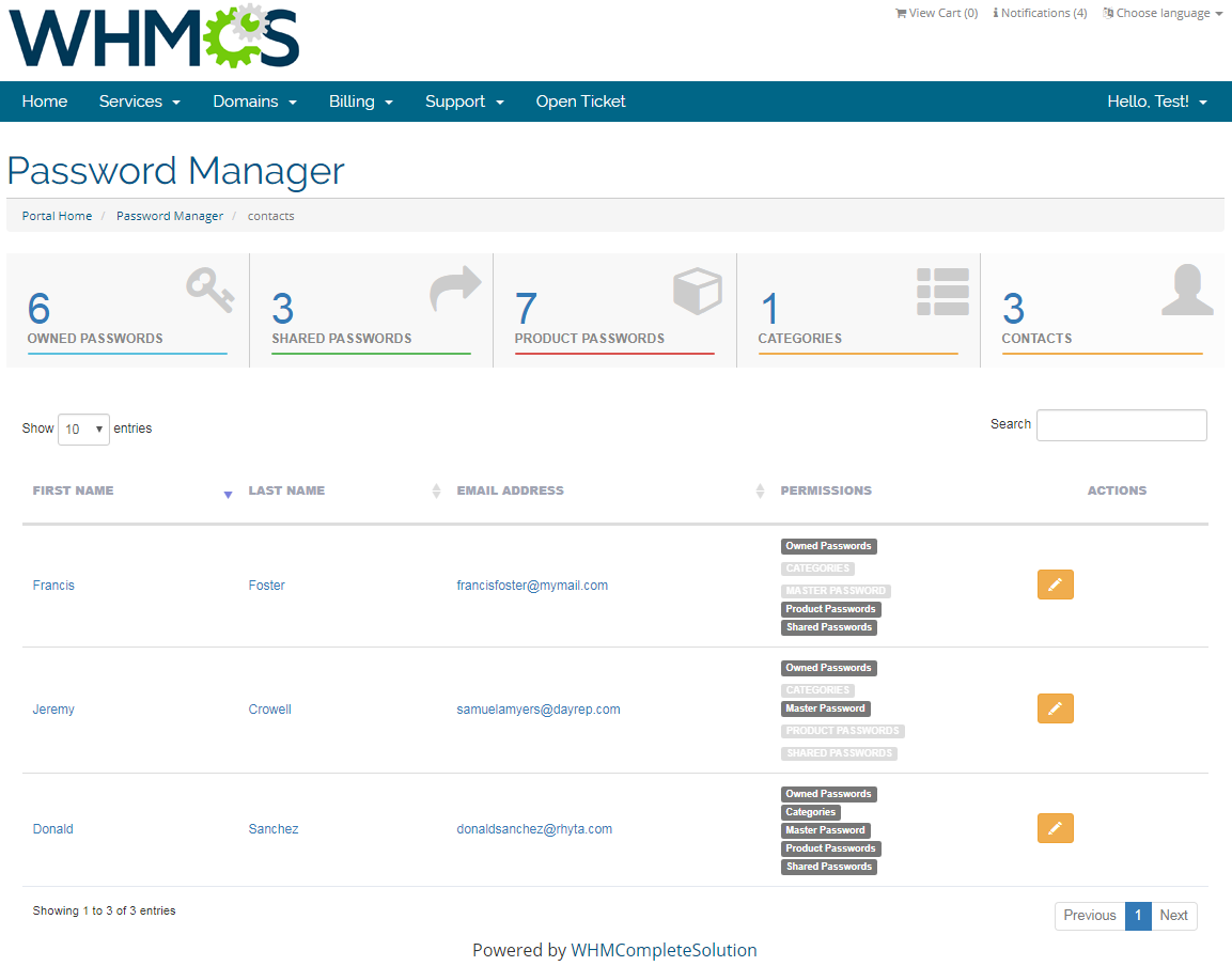 Password Manager For WHMCS: Screen 9