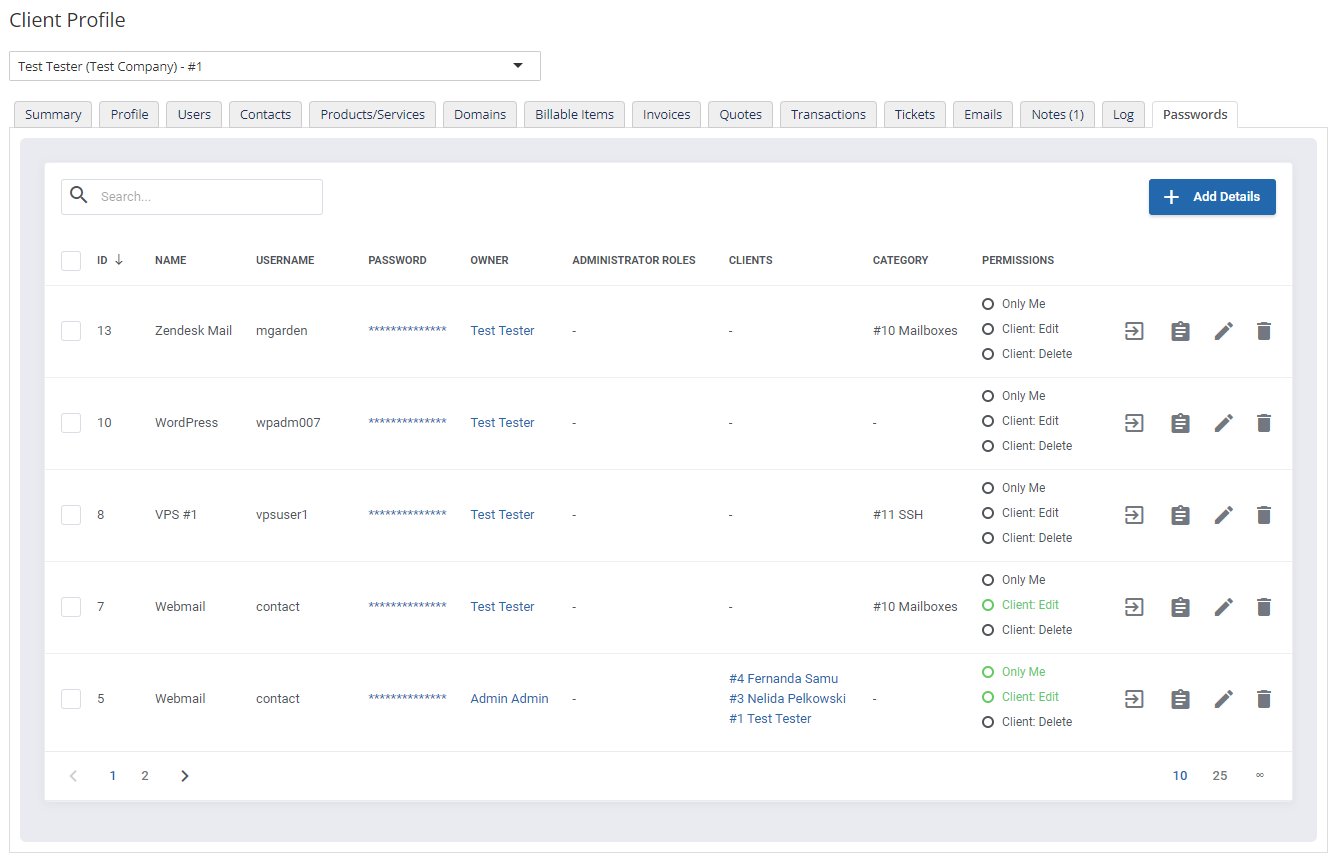 Password Manager For WHMCS: Module Screenshot 11