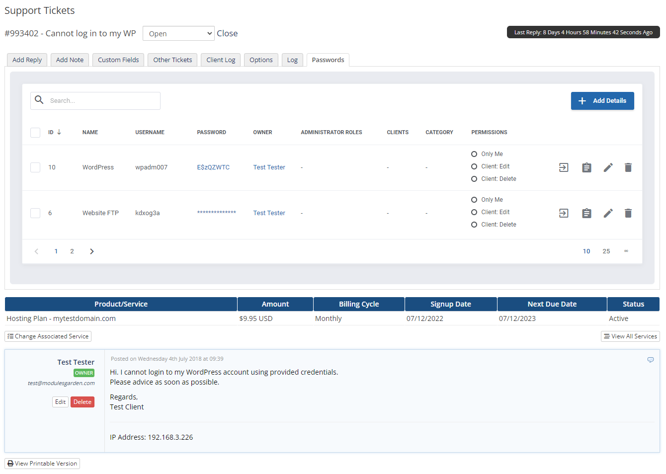 Password Manager For WHMCS: Module Screenshot 12