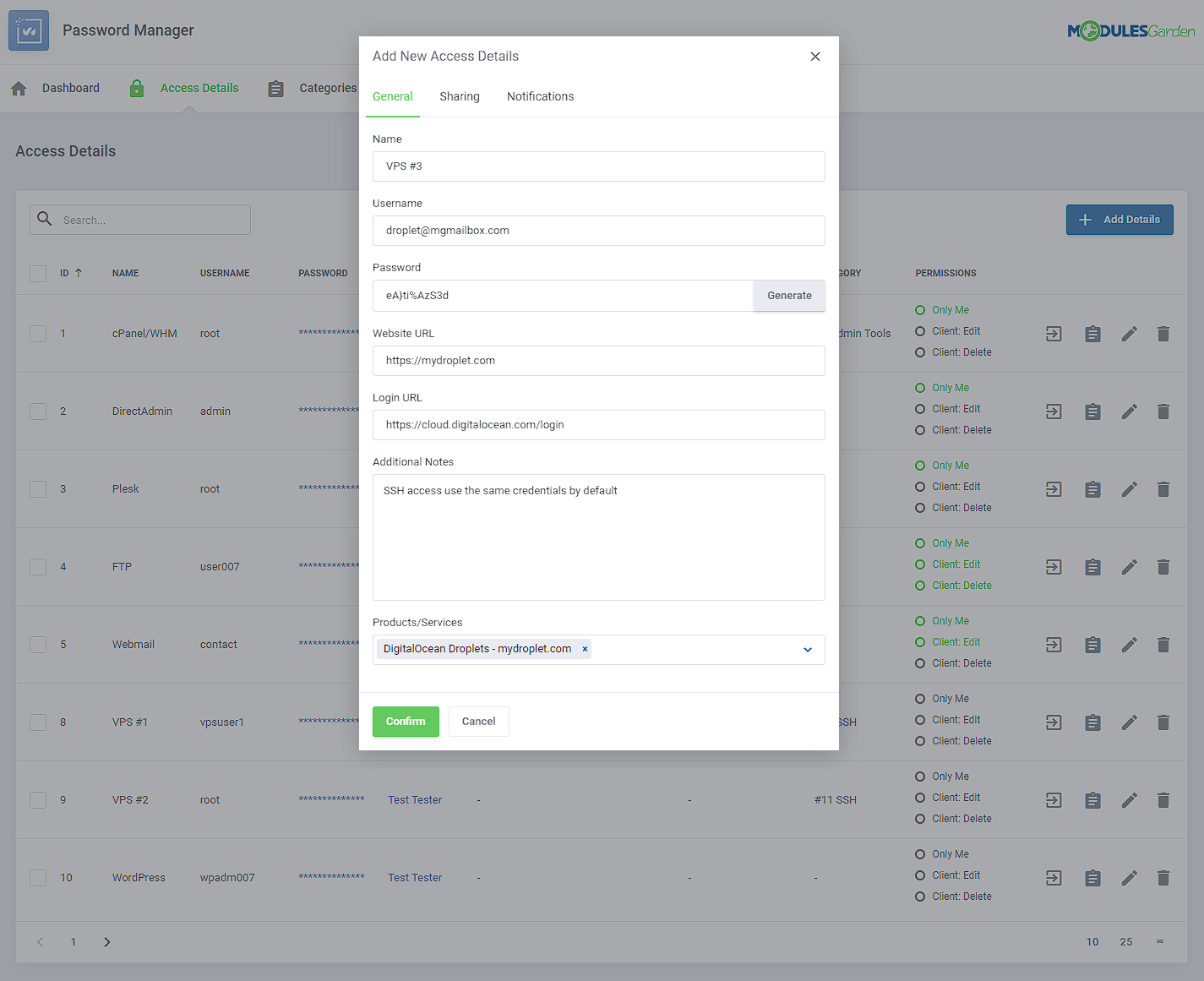 Password Manager For WHMCS: Module Screenshot 15