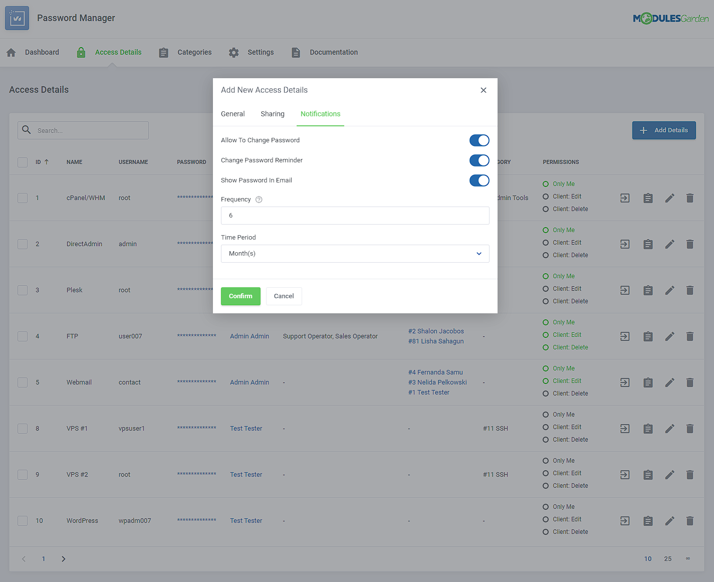Password Manager For WHMCS: Module Screenshot 17